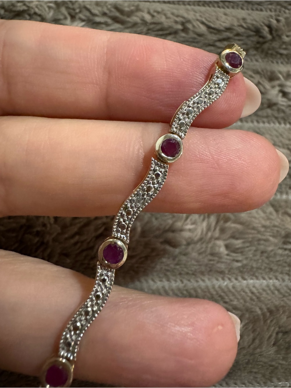 Freida Rothman Vault 9.25 Sterling Silver and Garnet Tennis Bracelet